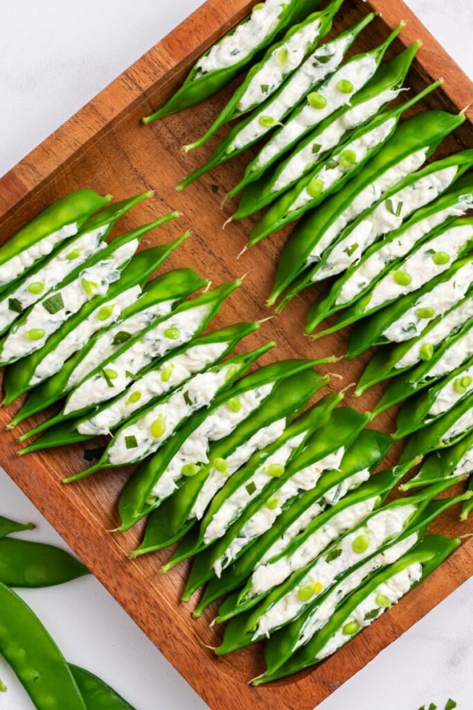 crab stuffed snow peas