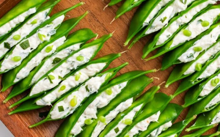 crab stuffed snow peas