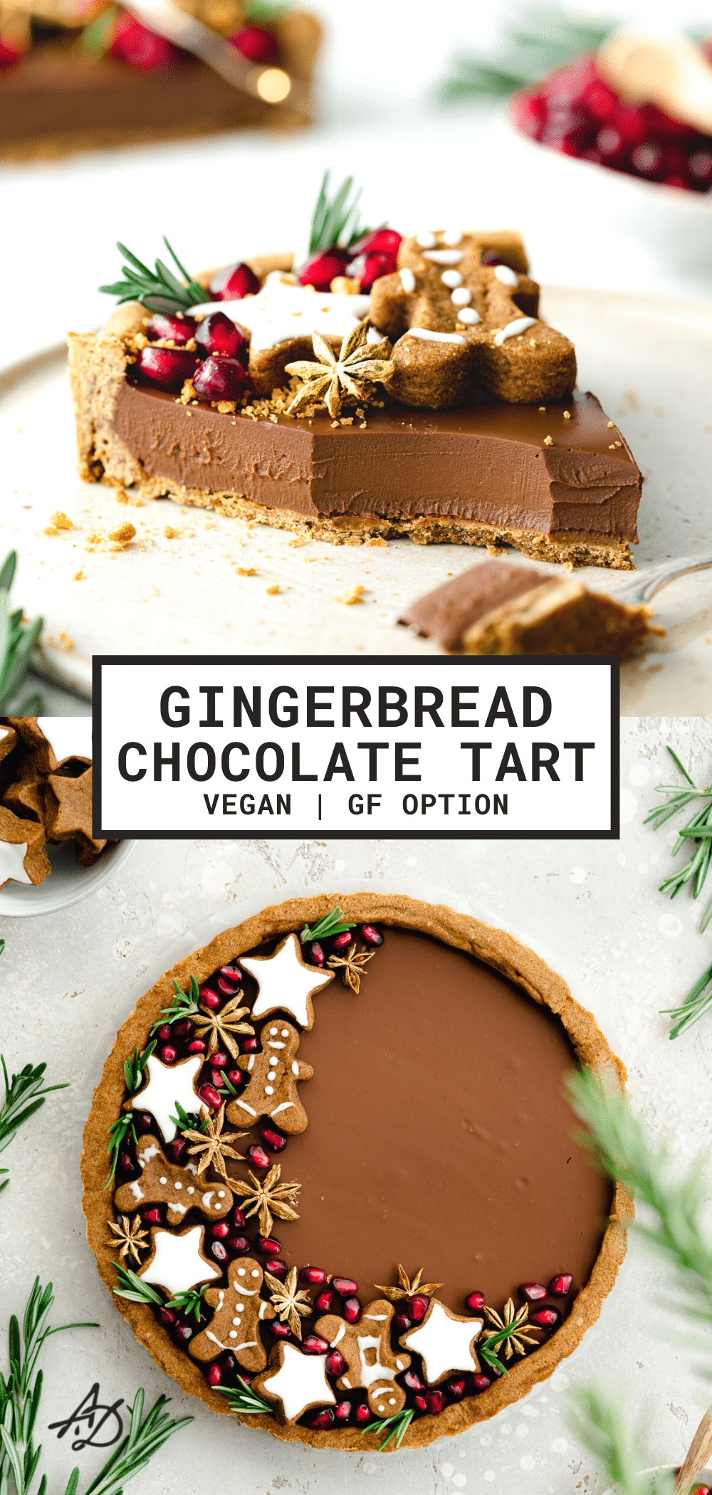 Vegan Gingerbread Chocolate Tart