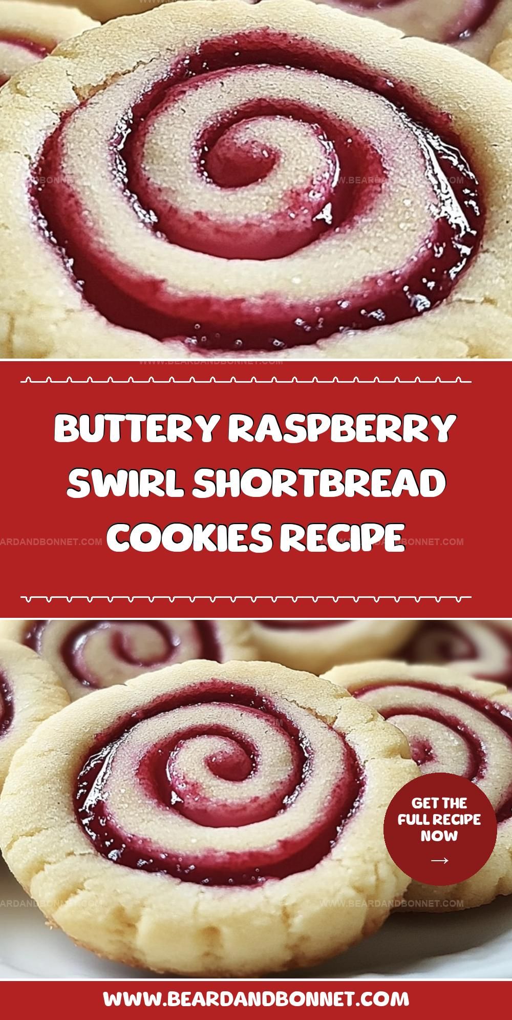 Buttery Raspberry Swirl Shortbread Cookie