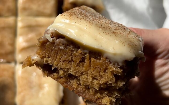apple cinnamon blondies with maple cream cheese frosting