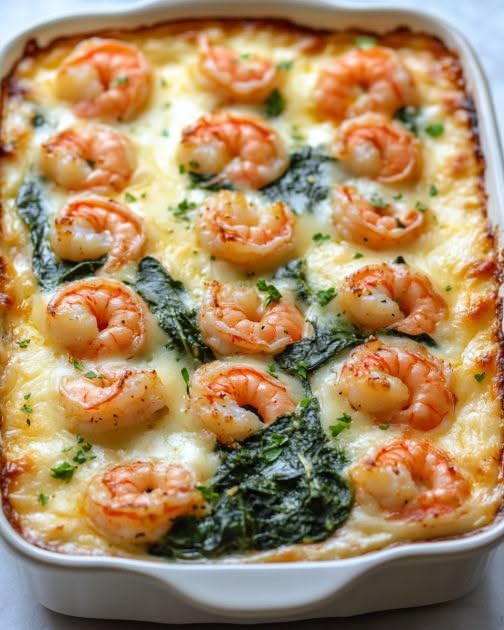 cheesy shrimp bake casserole