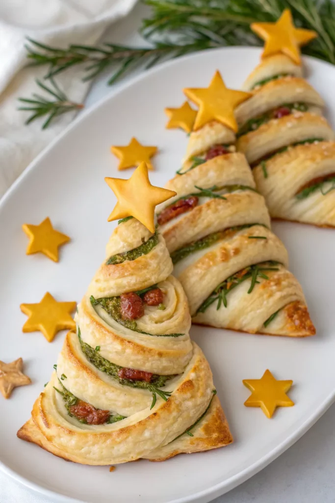 basil pesto puff pastry christmas tree
