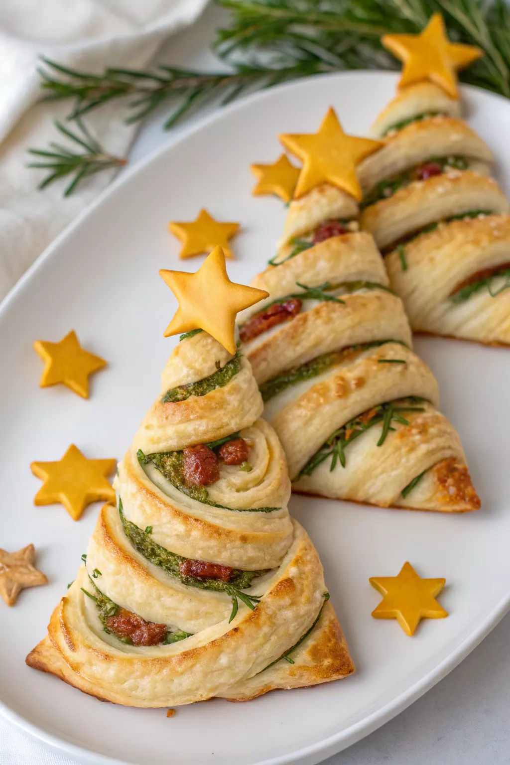 Basil Pesto Cheesy Puff Pastry Christmas Tree Recipe