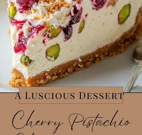 cherry pistachio cheesecake slice
