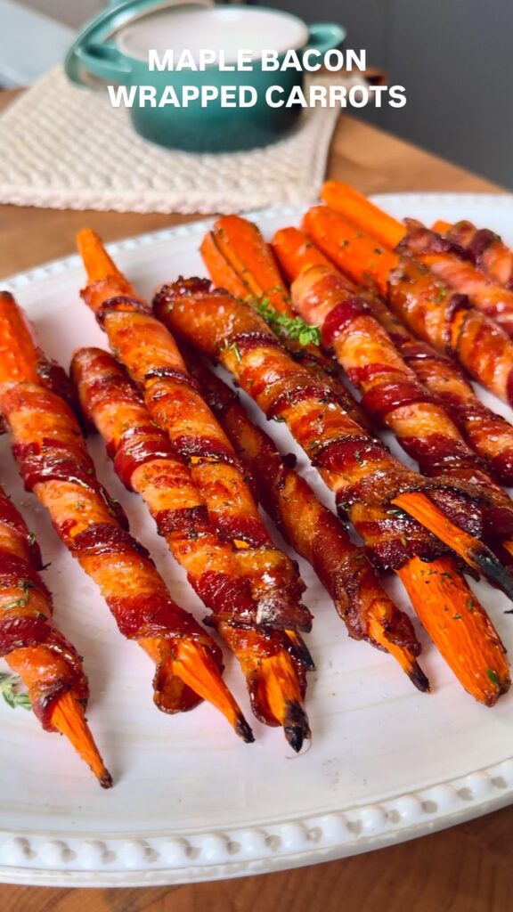 maple bacon wrapped carrots