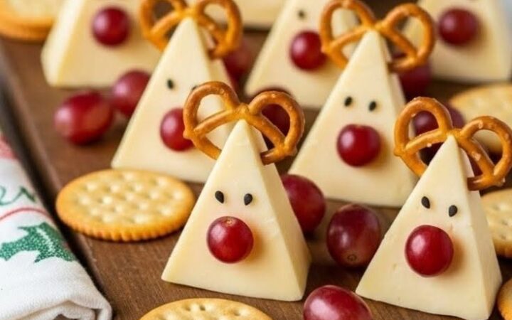crackers and cheese platter with pretzels