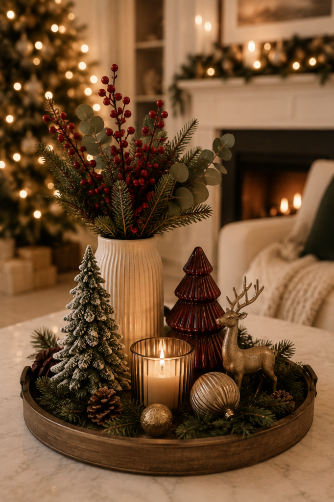 elegant christmas coffee table decor ideas