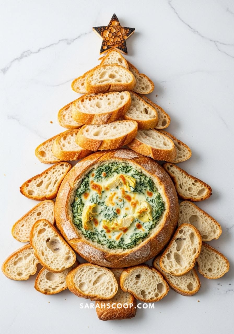 Christmas Tree Pull-Apart Bread with Cheese and Spinach