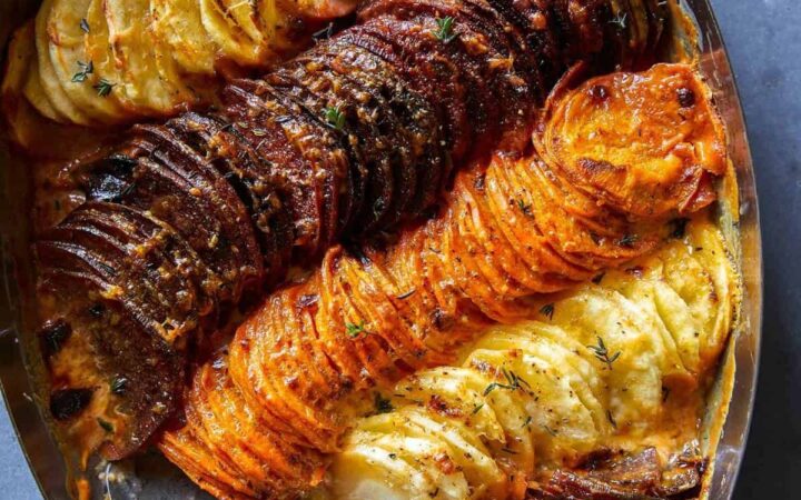 cheesy root vegetable gratin