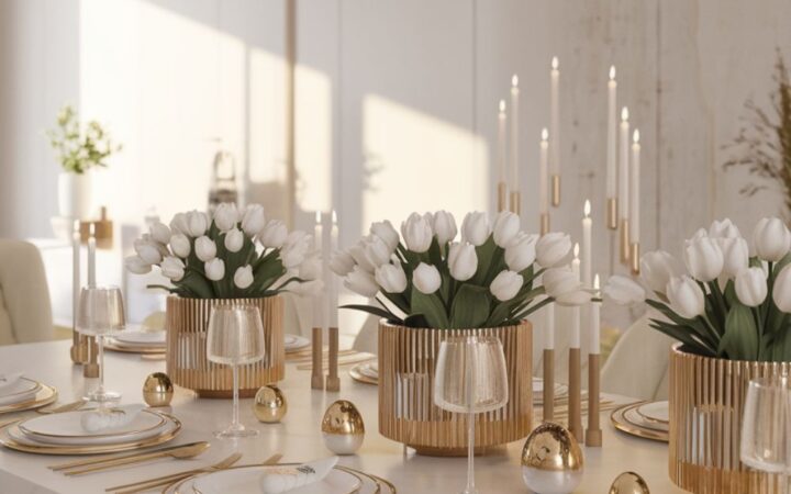 elegant easter table decor white and gold