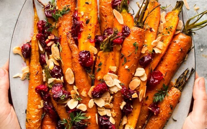 maple roasted carrots platter