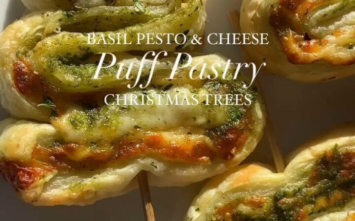 basil pesto puff pastry tree