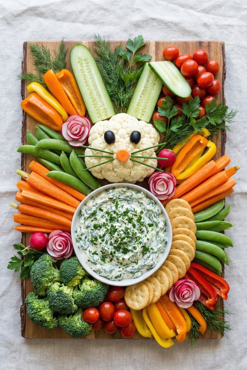 14 Easter Party Decorations - Handcrafted Wood Bunny Appetizer Platter