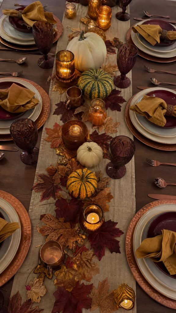 fall dinner party tablescape colors