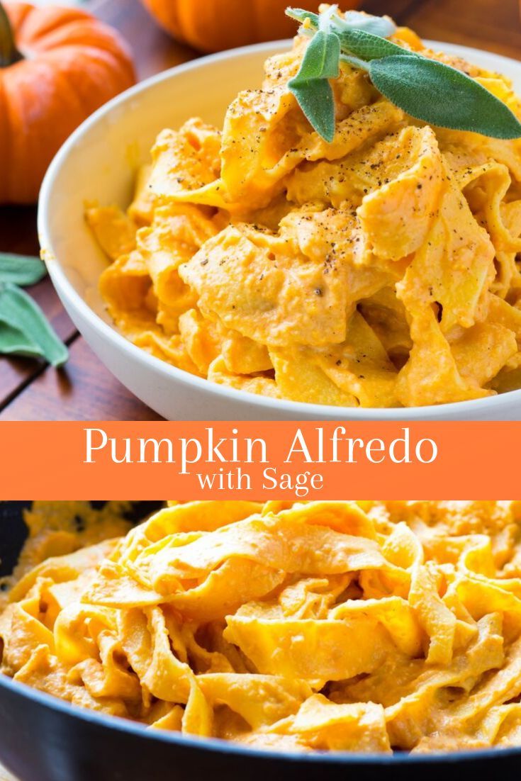 Pumpkin Alfredo Pasta With Sage